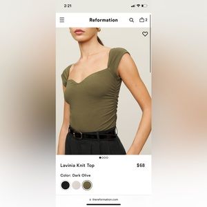 Reformation Lavinia top in dark olive